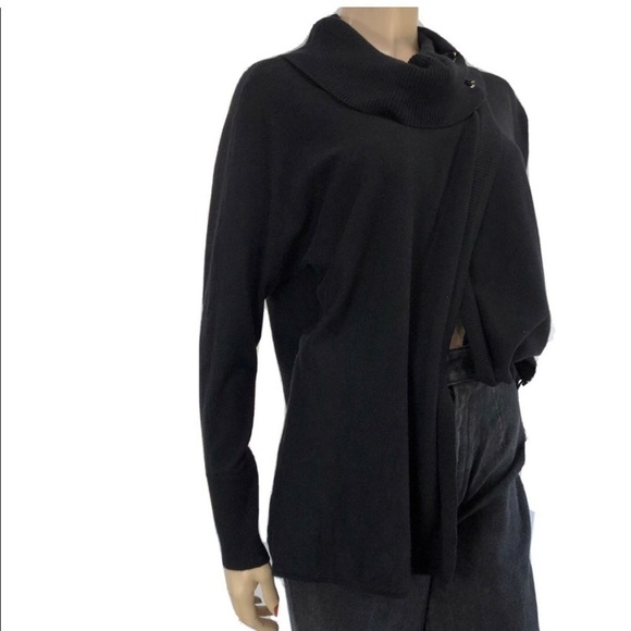 jm collection cut in front sweater black size:M - Picture 3 of 16